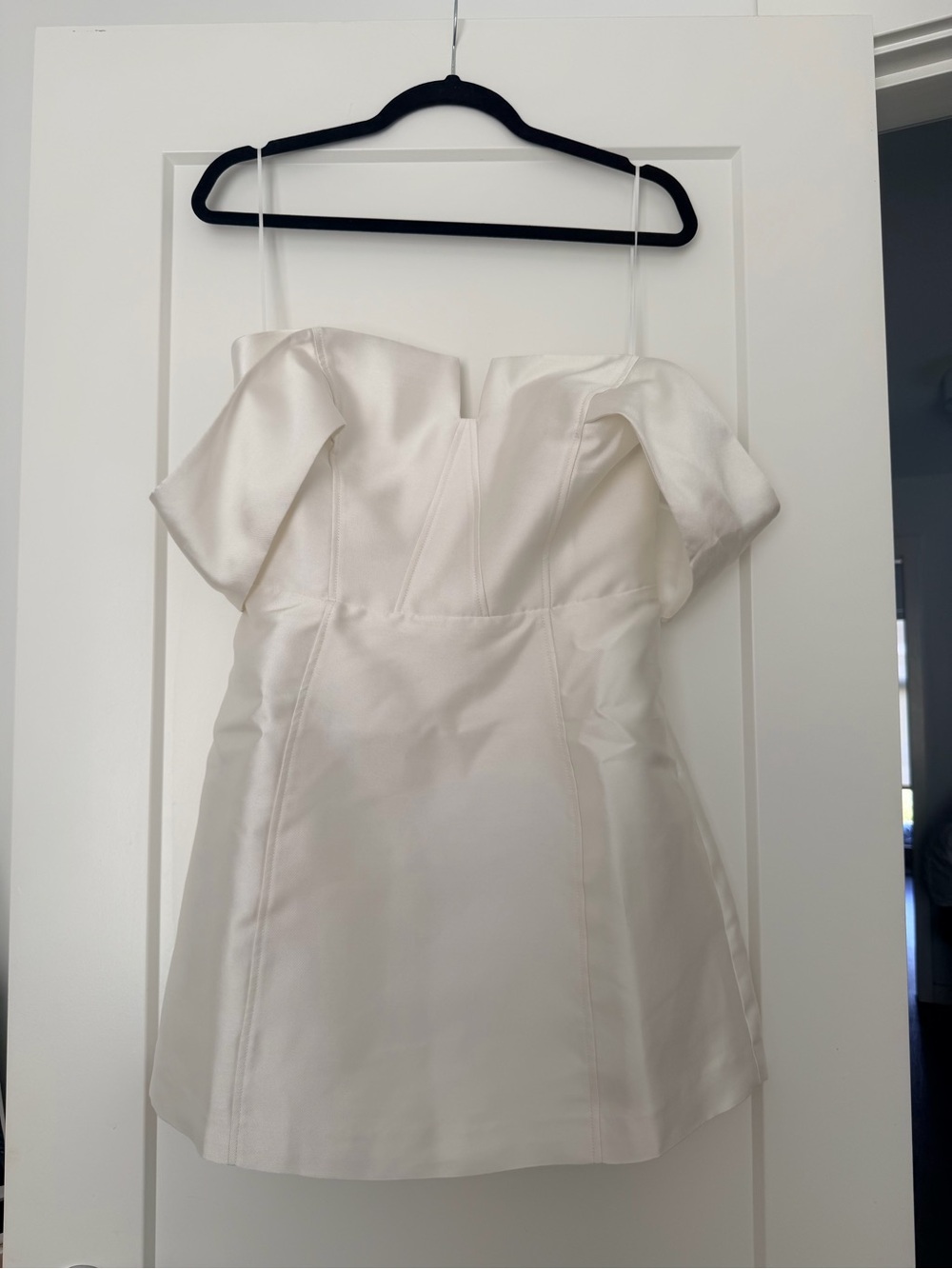 BHLDN OFF-THE-SHOULDER STRUCTURED DUPIONI MINI DRESS - Picture 3 of 5